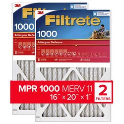 Filtrete 16 in. W X 20 in. H X 1 in. Polypropylene 1000 MPR Pleated Air Filter 2 pk