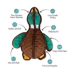 Pet Shop by Fringe Studio Pet Shop For Dog Brown/Green Plush Squeak Dog Toy 1 pk