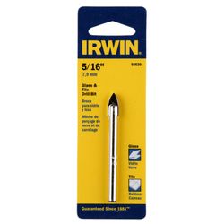 IRWIN 5/16 in. X 4 in. L Carbide Tipped Glass/Tile Drill Bit Straight Shank 1 pk