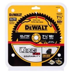 DEWALT Elite Series 7-1/4 in. D X 5/8 in. Tungsten Carbide Tipped Circular Saw Blade 60 teeth 1 pk