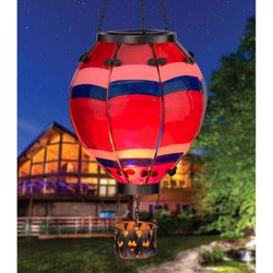 Regal Art & Gift 23.5 in. Solar Power Glass/Metal Hot Air Balloon Multicolored Lantern