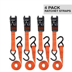 Black+Decker 1 in. W X 10 ft. L Ratchet Strap 300 lb 4 pk