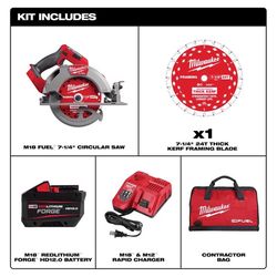 Milwaukee M18 FUEL 7-1/4 in. Cordless Brushless Circular Saw Kit (Battery & Charger)