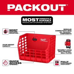 Milwaukee Packout Shop Storage Garage Organizer Tool Storage Bin Red
