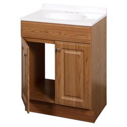 Zenna Home Single Oak Bathroom Vanity 24 in. W X 18 in. D X 35 in. H