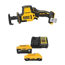 DEWALT ATOMIC 20V MAX* One-Handed Reciprocating Saw with 20V MAX* 4 Ah/6 Ah Battery & Charger Kit