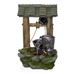 Alpine Polyresin Multi-color Water Well Tiered Fountain with LED Light