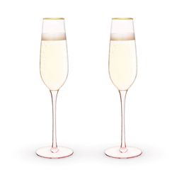 Twine 8 oz Rose Gold Crystal Champagne Flutes