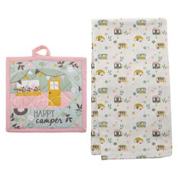 Karma Reese Multicolored Camper Cotton/Polyester Pot Holder and Tea Towel