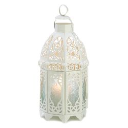 Gallery of Light Moroccan Style 12 in. Glass White Lantern
