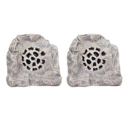 Alpine White Iron/Magnesia 12.9 in. H Outdoor Rock Speaker