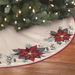 Dyno Christmas Ivory Poinsettia Tree Skirt 48 in.