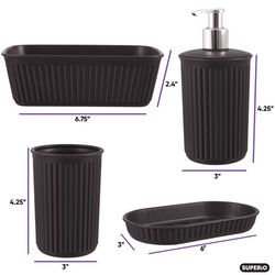 Superio Brand Matte Root Beer Brown Plastic Bath Accessory Set