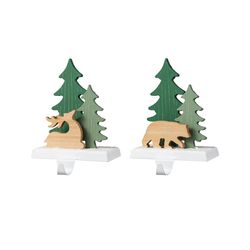 Glitzhome Multicolored Reindeer and Bear Stocking Holder 7 in.