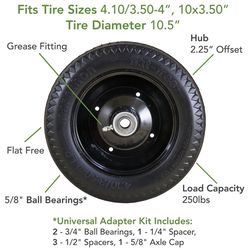 Marathon Universal Fit 4 in. D X 10.3 in. D 300 lb. cap. Offset Hand Truck Tire Polyurethane 1 pk