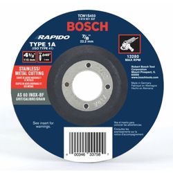 Bosch 4-1/2 in. D X 7/8 in. X 0.040 in. thick Aluminum Oxide Abrasive Cut-Off Wheel 1 pc