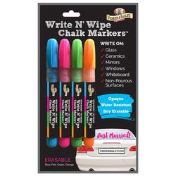 Parker & Bailey Write N' Wipe Neon Color Assorted Felt Tip Chalk Marker 4 pk