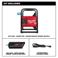 Milwaukee MX FUEL Carry-On Lithium-Ion 3600W/1800W Power Supply Power Supply Kit 2 pc