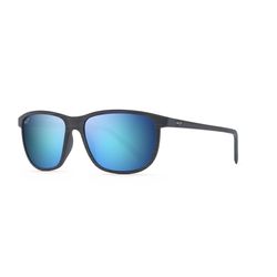Maui Jim Lele Kawa Sunglasses Unisex Dark Navy Stripe Frame Blue Hawaii Lens Polarized