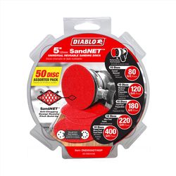 Diablo SandNet 5 in. L X 5 in. W Assorted Grit Ceramic Blend Sanding Disc 50 pk