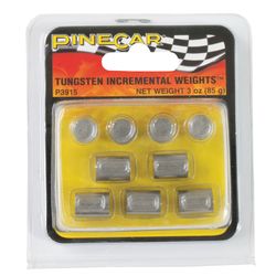 PineCar Tungsten Incremental Weights Silver 9 pc