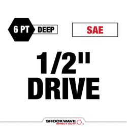 Milwaukee SHOCKWAVE 1/2 in. drive SAE 6 Point Impact Rated Deep Socket Set 12 pc