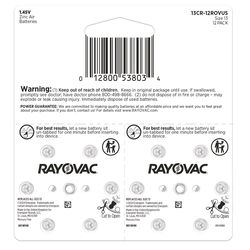 Rayovac Zinc Air 13 1.45 V Hearing Aid Battery 12 pk