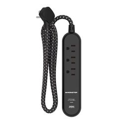 Monster Just Power it Up 4 ft. L 3 outlets Power Strip with USB Ports Black