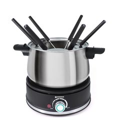 Swissmar Arolla Black/Silver 2.1 qt Stainless Steel Fondue Set