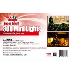 Good Tidings Incandescent Mini Multicolored 300 ct String Christmas Lights 62 ft.