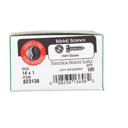 HILLMAN No. 14 Ga. X 1 in. L Slotted Hex Washer Head Sheet Metal Screws 100 pk