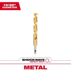 Milwaukee Shockwave 13/32 in. X 4.8 in. L Titanium Red Helix Drill Bit Hex Shank 1 pc