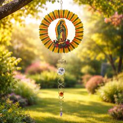 Spinfinity Designs Stainless Steel 14 in. Lady Guadalupe Wind Spinner Mini Set