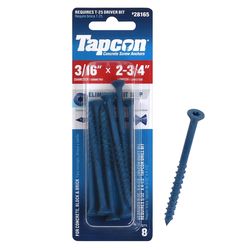 Tapcon 3/16 in. in. X 2-3/4 in. L Star Flat Head High/Low Concrete Screws