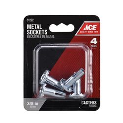 Ace 3/8 in. dia. Stamped Metal Caster Socket 4 pk