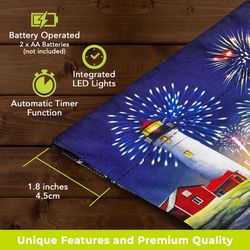 Briarwood Lane Beachfront Fireworks LED Garden Flag 12.5 in. W X 18 in. L