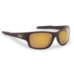 Flying Fisherman Down Sea Sunglasses Unisex Brown Frame Amber Gold Mirror Lens Polarized