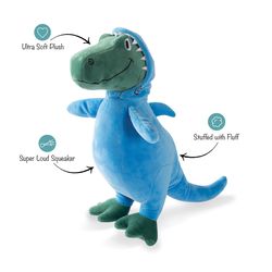 Pet Shop by Fringe Studio For Dog Blue/Green Plush Feelin Jawsome Dog Toy 1 pk