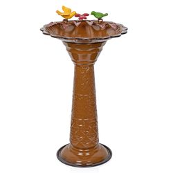 Alpine Brown Iron 28 in. Bird Bath with Stand