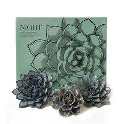 Chive Ceramic Flowers 2.9 in. H X 13.3 in. L Glazed Blue Ceramic Night Box Set