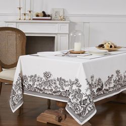 Avanti Linens Spode Ivory Woodlands Polyester Tablecloth 102 in. L X 60 in. W