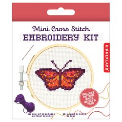 Kikkerland Butterfly Embroidery Kit Cotton/Polyerster Fabric 1 pk