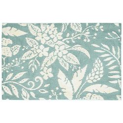 Simple Spaces 21 in. W X 33 in. L Blue/White Tropical Spa Polyester Accent Rug