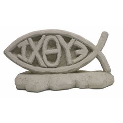 Athens Stonecasting Concrete Beige 8 in. Icthus Statue