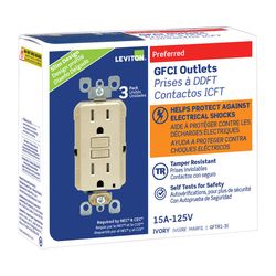 Leviton SmartlockPro 15 amps 125 V Duplex Ivory GFCI Outlet 5-15R 3 pk