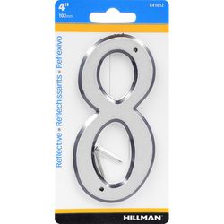 HILLMAN 4 in. Reflective Silver Plastic Nail-On Number 8 1 pc