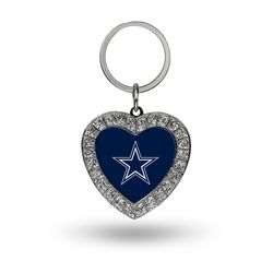 Rico NFL Dallas Cowboys Rhinestone Heart Keychain Metal 1 pc