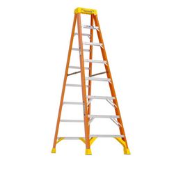 Werner 8 ft. H Fiberglass Step Ladder Type IA 300 lb. cap.