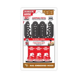 Diablo Demo Demon Amped 1-3/4 in. L X 1-1/4 in. W Carbide Oscillating Blade Nail-Embedded Wood 3 pk