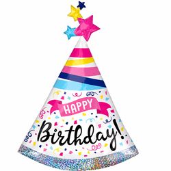 Anagram Balloons Birthday Sparkle Party Hat Foil Balloon 1 pk